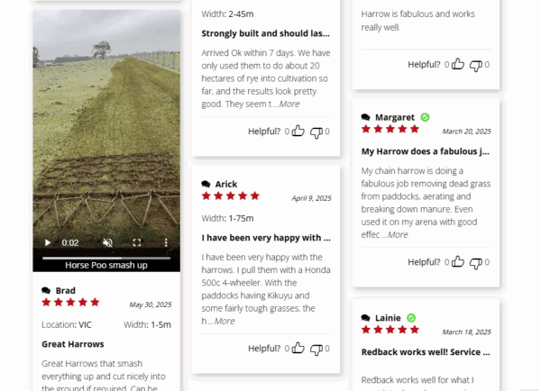 Screenshot of the customer submitted harrow review